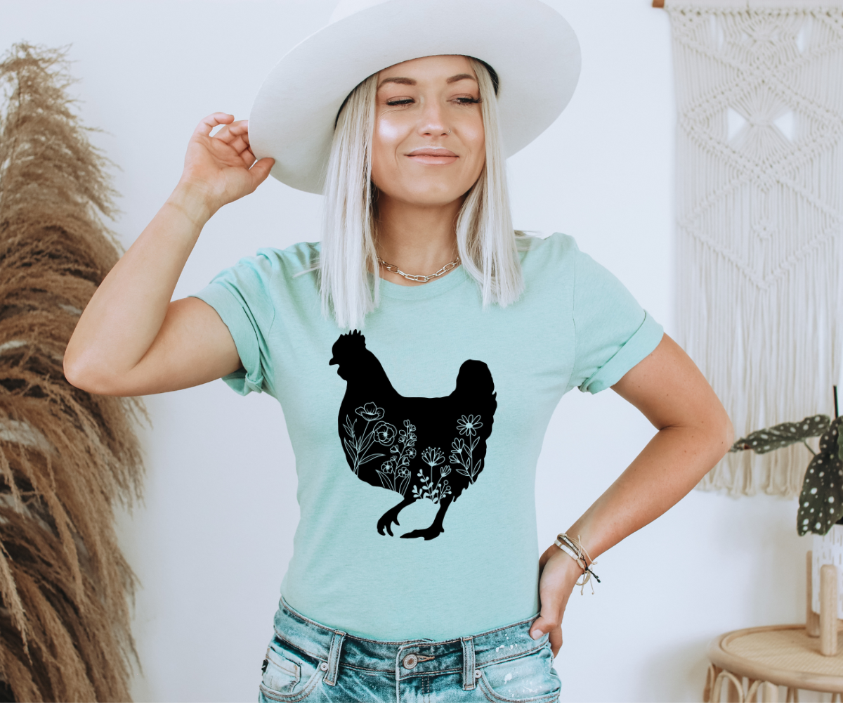 Floral Chicken Tee