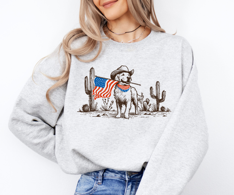 Patriotic Pup in the Wild West Sweatshirt
