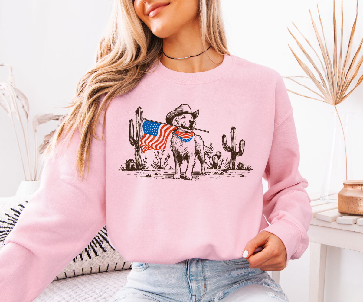 Patriotic Pup in the Wild West Sweatshirt