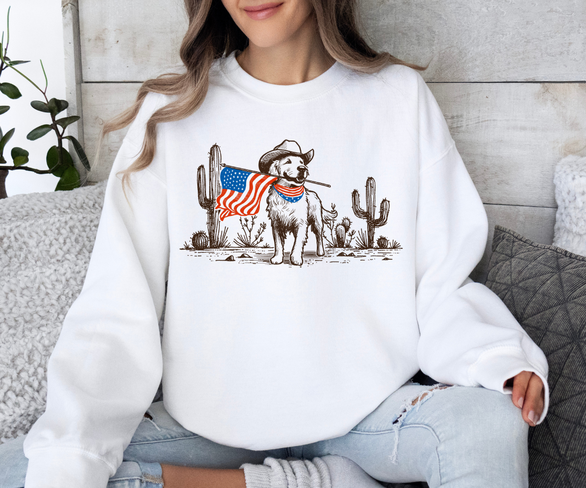 Patriotic Pup in the Wild West Sweatshirt