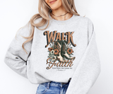 Walk by Faith – Floral Cowboy Boots Sweatshirt