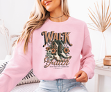 Walk by Faith – Floral Cowboy Boots Sweatshirt